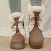 Winter Retro Thickern Velvet Non Slip Snow Boots for Women Versatile Plush Comfortable Non Slip Lace Up Chunky Cotton Boots