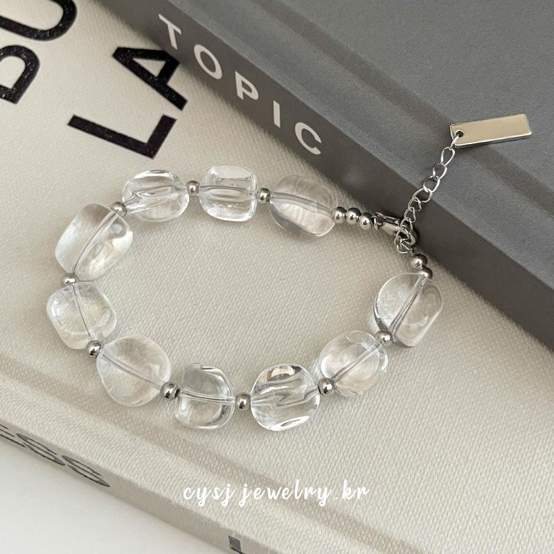 

Cuiyan Shijie S925 Silver Korean Oval White Crystal Women s Bracelet 2025 Trendy Niche Beaded Jewelry S925 Silver