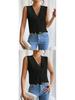 European and American Women's Summer V-Neck Layered Solid Color Top