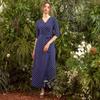 Lipbbam Creora Romona 3 4 Sleeve Long Wrap Dress Ldm10dj01