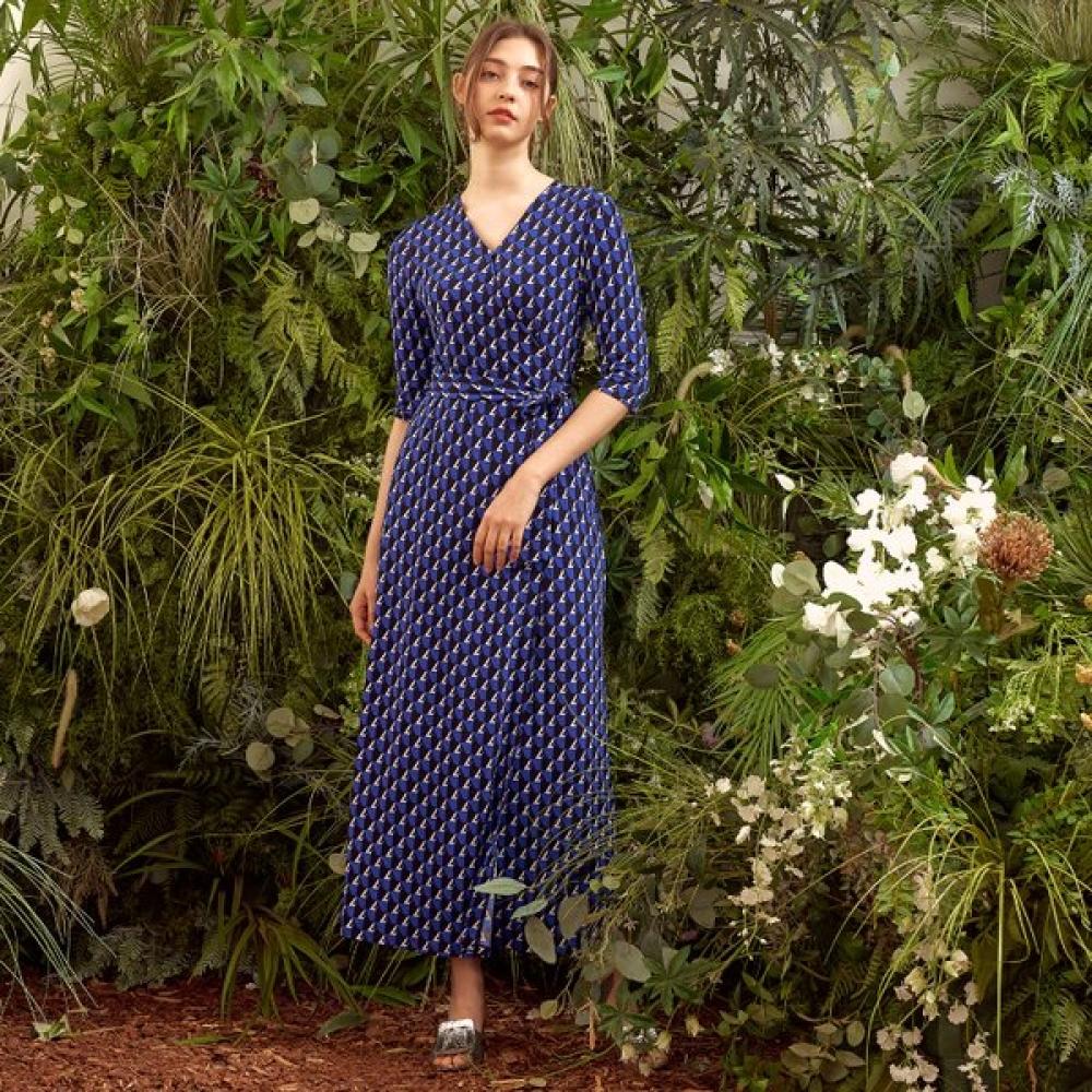 Lipbbam Creora Romona 3 4 Sleeve Long Wrap Dress Ldm10dj01