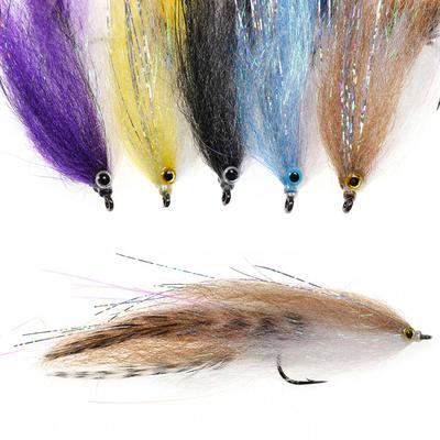 3D Fischaugen EP Seidenfaser Salzwasser-Streamerfliegen 1/0 - 4/0 Big Game Fliegenköder Köder Lachs Steelhead Hecht Forelle Angeln Kunstköder Tackle