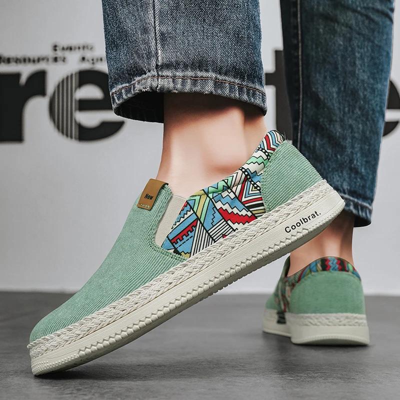 New Style Shoes Men's Sneakers Flat Canvas Shoes For Men Fisherman Linen Cloth Loafers Summer Sneakers Male Casual Shoes Man