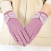 Plush Winter Velvet Gloves Solid Color  Gloves Fashion Bowknot Mittens  Cycling