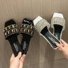 Fashion Slippers for Women Shiny Rhinestone Sandals Women Outdoor Beach Casual Shoes Sexy Fashion Big Size Flat Shoes Sandalias De Mujer