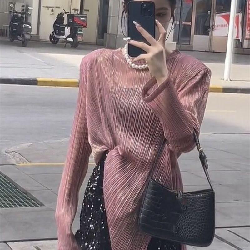 Hanbok Irregular Shine Thread Sun Protection Tshirt For Autumn Casual Women