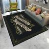 Barber Shop Style 3D Skull Vintage Pattern English Letter Decorative Carpet Rug for Living Room Barber Shop Entrance Floor Mat