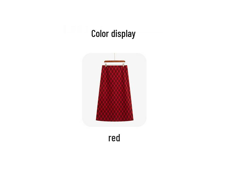 Plus Size Women's Retro Plaid Winter Half Skirt 2025 - Elegant Straight Skirt (NQ1369)