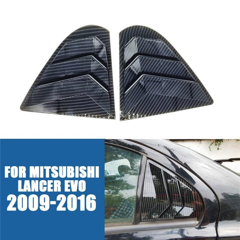 Carbon Fiber Look Window Louver Shutter Cover Side Vent For Mitsubishi Lancer