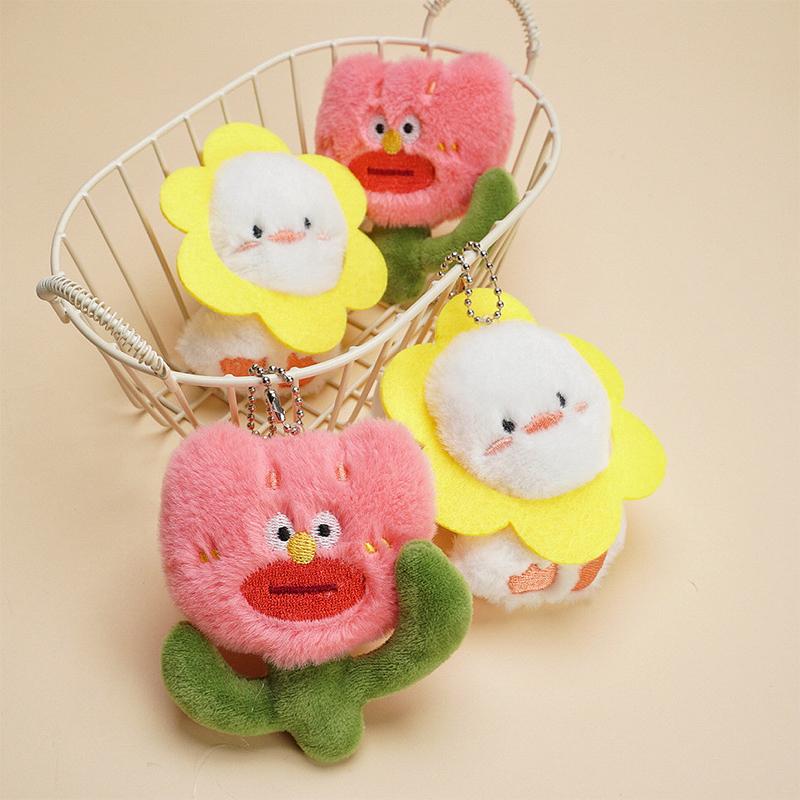 Cute Ugly Flower Onion Plush Doll Keyring Stuffed Cartoon Bag Ornament Key Chain Pendant Plush Keychain Birthday Gift