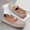 Fashion Aphixta 2025 New Luxury Crystal Shallow Woman Shoes Pink Bow Loafers Spring Woman Fashion Shoes Concise Rubber Sole Shoes Woman