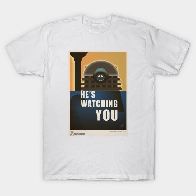 Men Black Print T-shirt Dalek Time War Propaganda Poster 2 No-Cut Transfer Paper Print Cotton Tshirt L белый