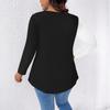 V-neck Cat Gradient Print New Style Daily Casual Long-Sleeved T-Shirt