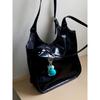 IELGY Retro All-Match Commuter Tote Bag Large Capacity Black Portable One Shoulder