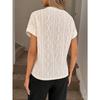 VEZFAA Women's Fashion Casual Summer Spring Solid Color Print Short Sleeve O-Neck Blouses & Shirts