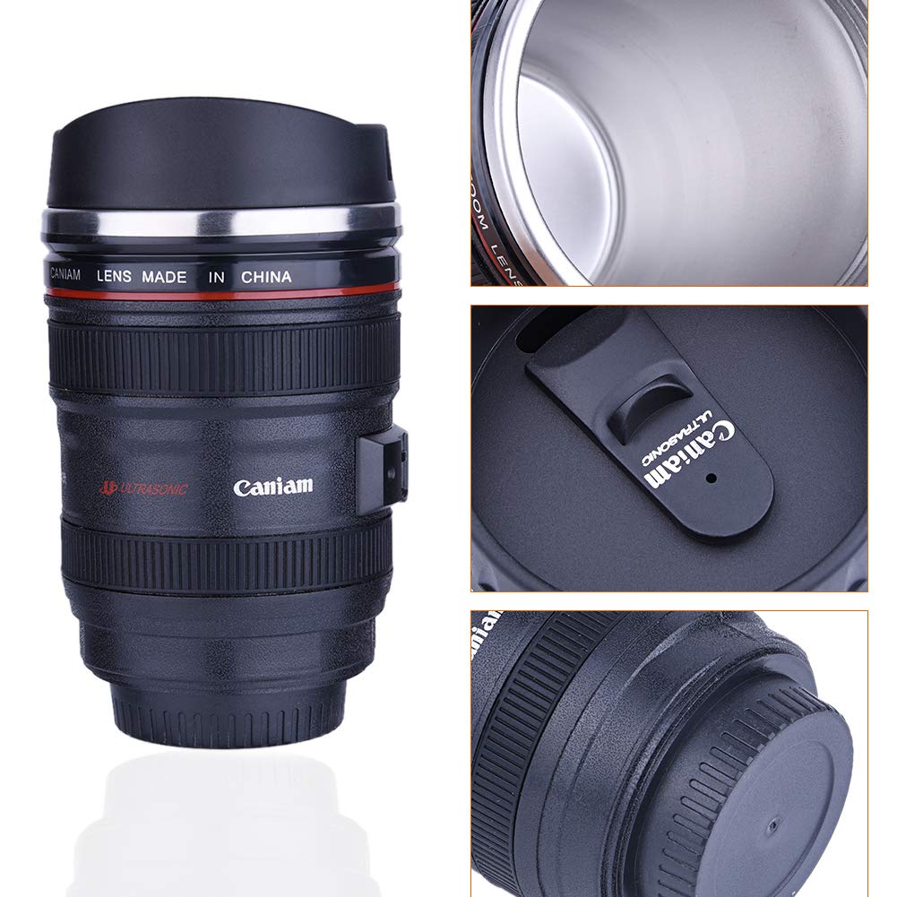 400ml hrnek na objektiv fotoaparátu termohrnek izolační hrnek na objektiv fotoaparátu kompatibilní s horkým vyzvednutím na cesty cestovní kancelář domácí ve tvaru čočky ve tvaru zrcadlovky