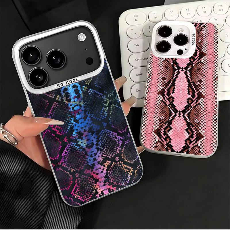 Fashion Snake Skin Pattern Shockproof Phone Case for iPhone 17 Air 16 16E 15 Pro Max 14 Plus 13 Mini 12 Back Cover Anti Fall Fun