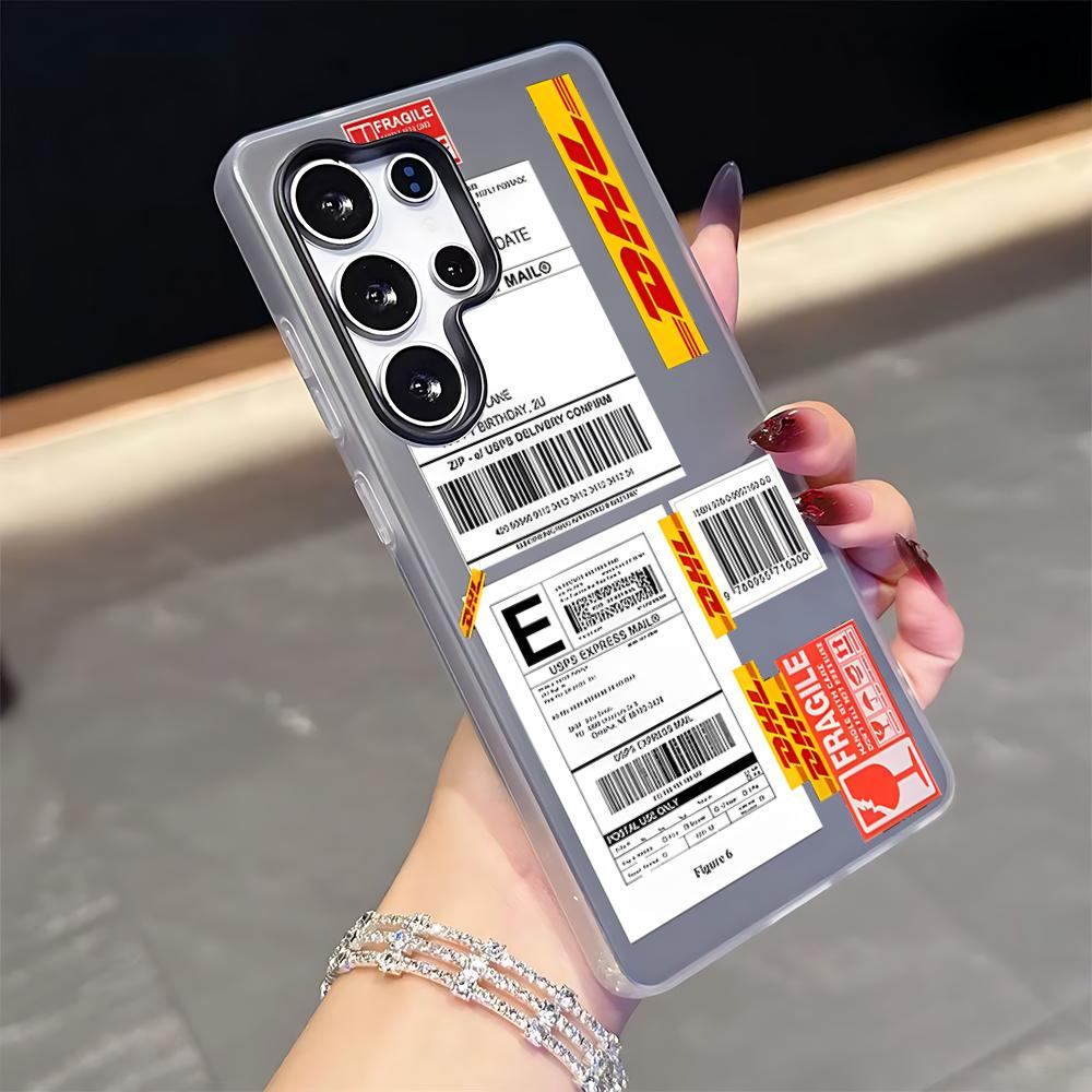D-Dhl Express Label Phone Case for Samsung S26 S25 S24 S23 S22 S21 FE Plus Ultra Black 2-in-1 Jelly silicone case