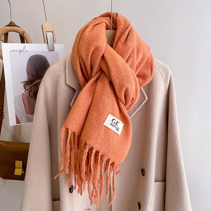 New solid color casual scarf simple fashion scarf men's and women's thickened versatile shawl