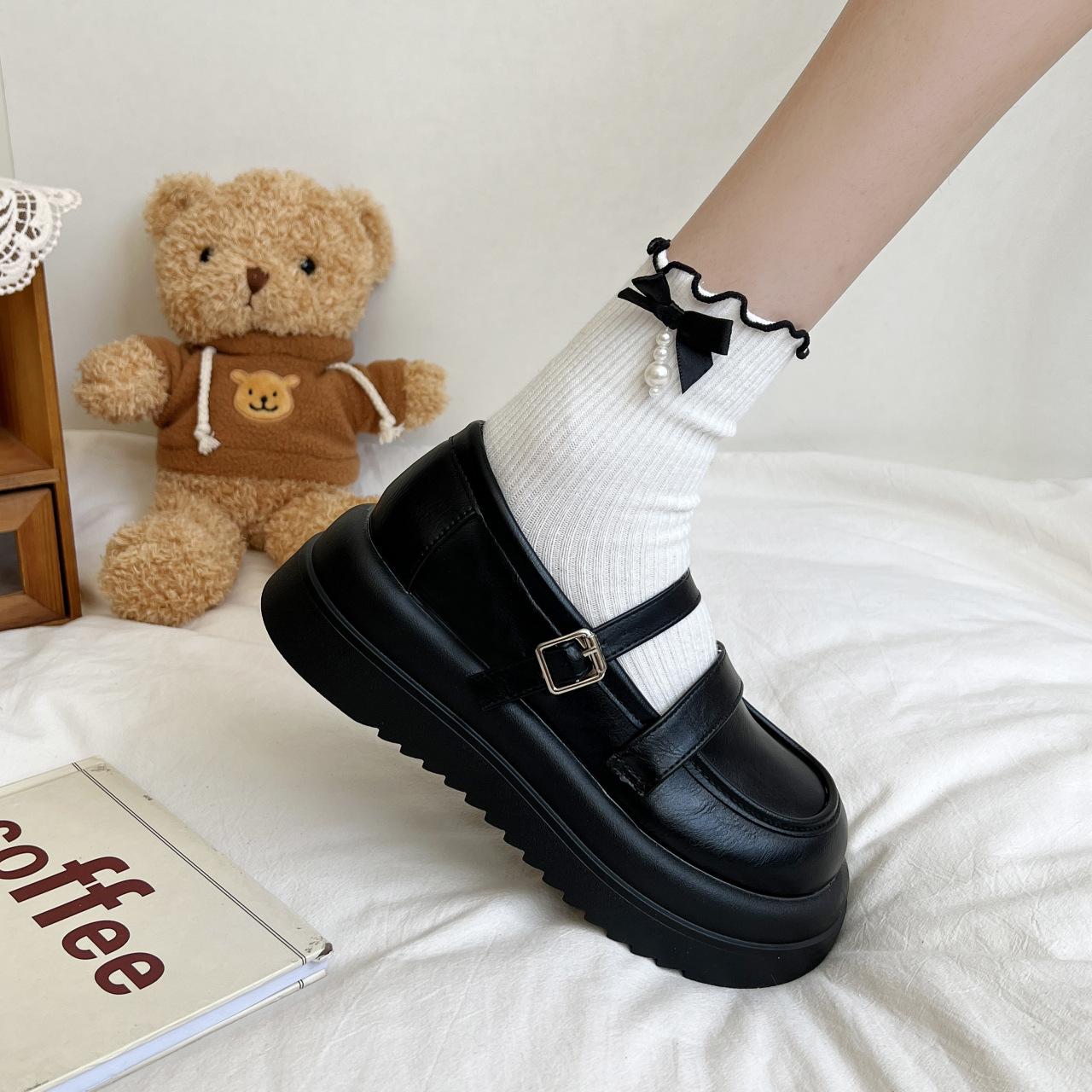 

Маленькие кожаные туфли, женские весенне-осенние новые модные туфли Мэри Джейн в стиле ретро 35 чёрный