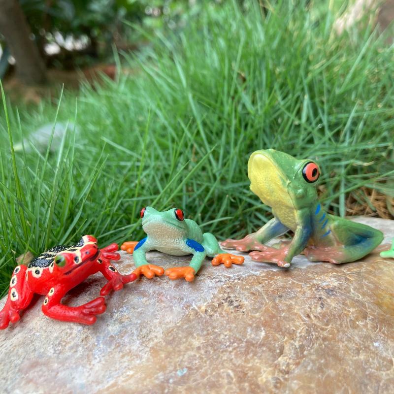 1Pcs Hand Painted Amphibious Animal Figurine Educational Realistic Toad Frog Figure Rubber Animal Model Toy For Kids