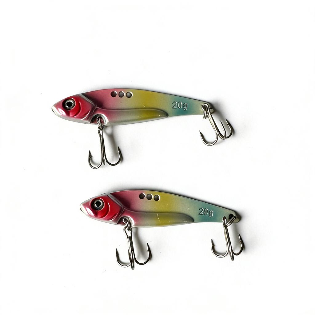 Colorful Metal VIB Lure 20g Artificial Hard Bait Sinking Trembling Swimbait Long-Range Casting Freshwater Hooks for Bass Pike