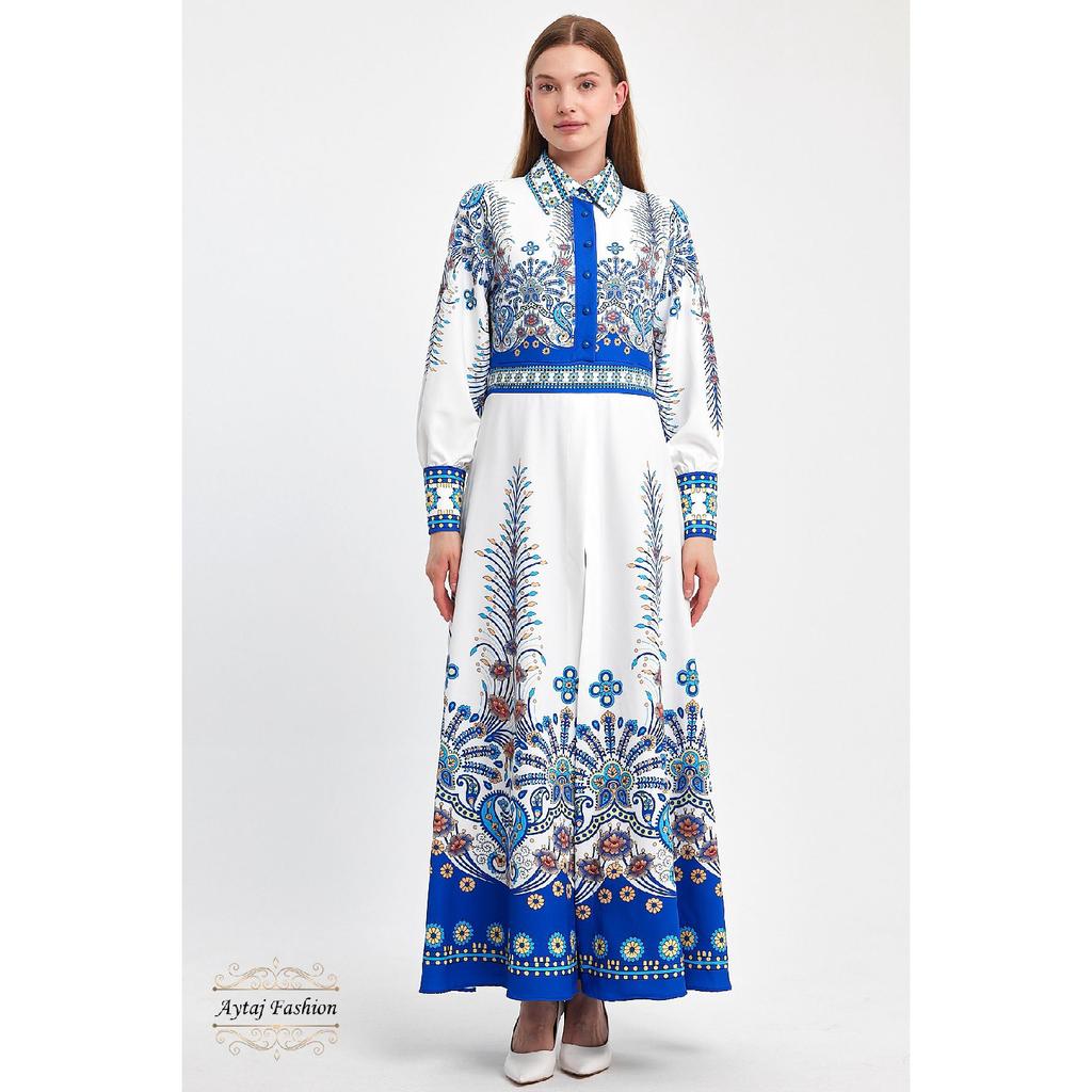 Floral Hijab Dress, Original Style, Cuffed Sleeves