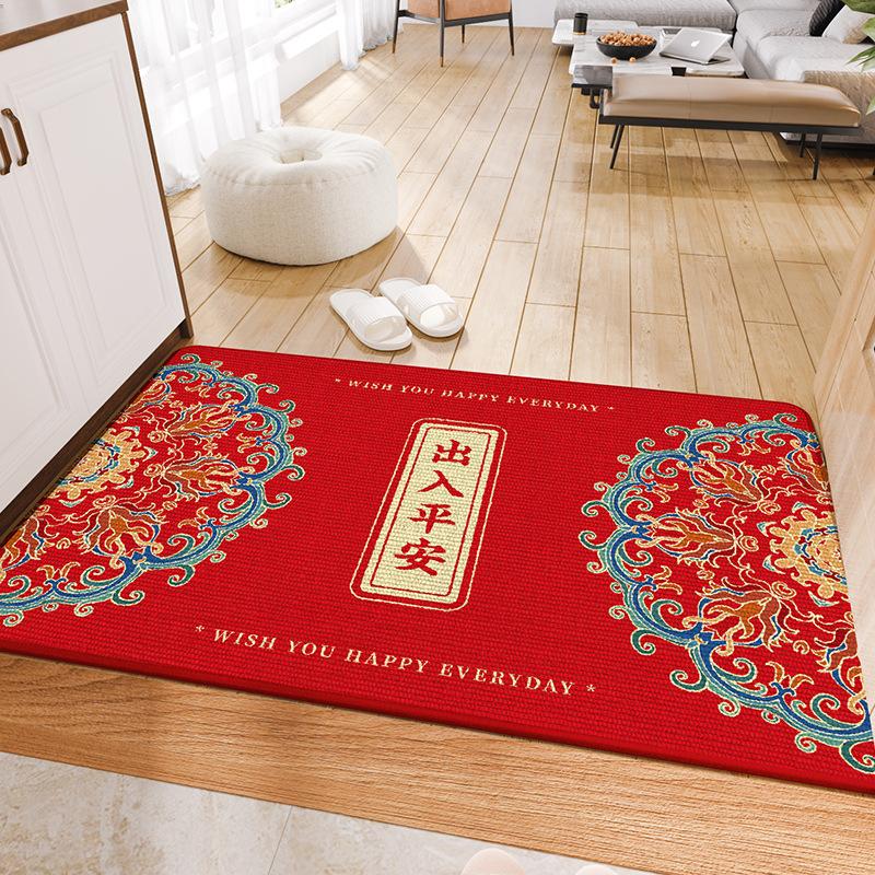 Nový čínský vstup a výstup bezpečný novoroční podložka do dveří Červená slavnostní podložka protiskluzová novoroční dveře odolné proti opotřebení