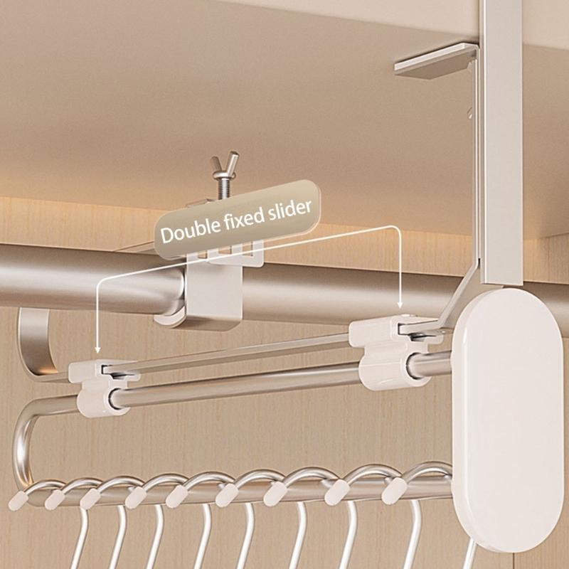 Expandable Clothing Rack Pull Down Garment Hanger System Space Saving Wardrobe Organiser Stainless Steel Iron