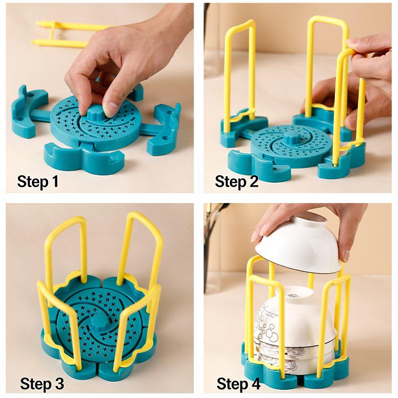 Rotating And Extendable Dish Rack Kitchen Storage Rack Drain Rack Small Dish Organizer For Stovetop