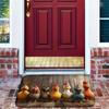 Cartoon Chicken Wood Grain Welcome Doormat, Non Slip Floor Mat for Kitchen Bathroom Patio and Balcony, Spring Summer Decor