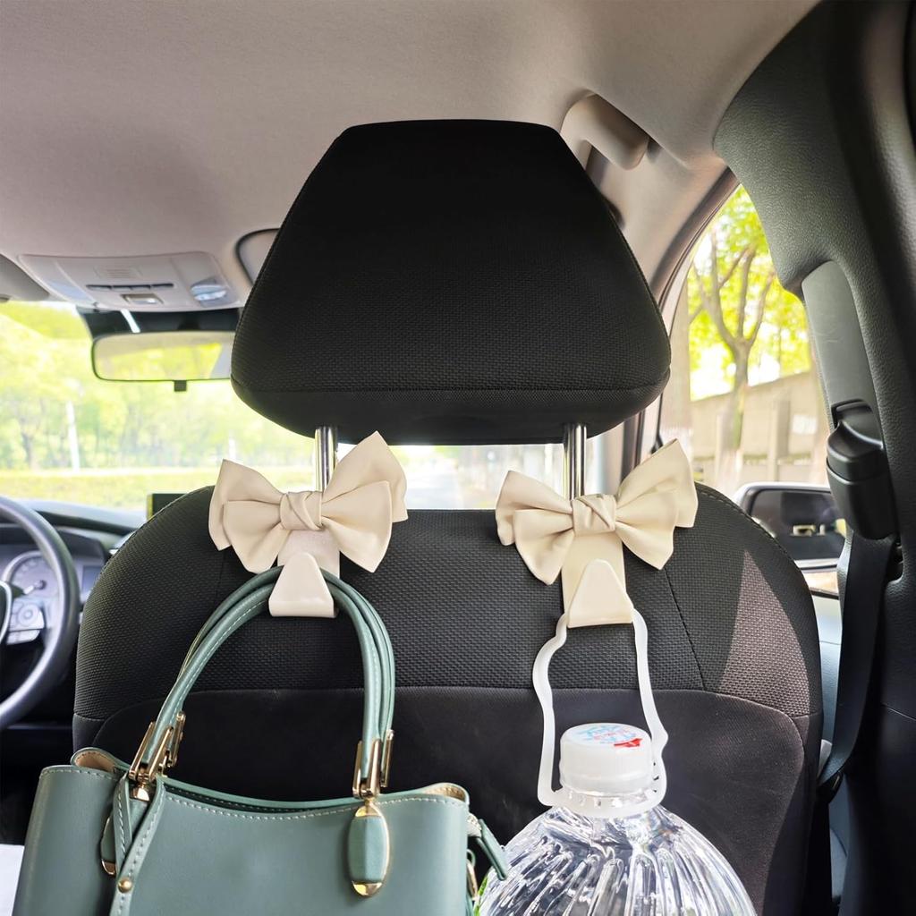 Headrest Hooks, Car Seat Hooks, Plastic, Load Capacity 22.0 lbs (10 kg), Cute Ribbon,