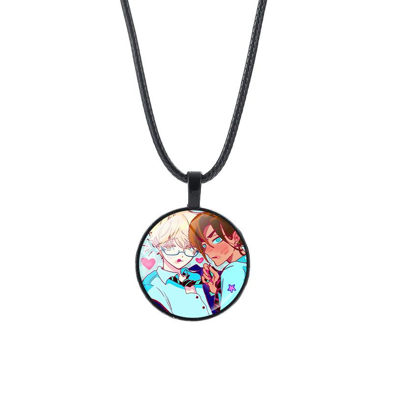 Alien Stage Anime Pendant Necklace with Time Gem on Black Rope Chain