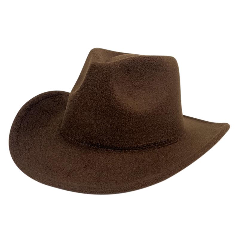 Populární klobouk Fedora z vlněné plsti - Přizpůsobitelný retro britský jazzový styl s jednobarevnou barvou a širokou srolovanou krempou