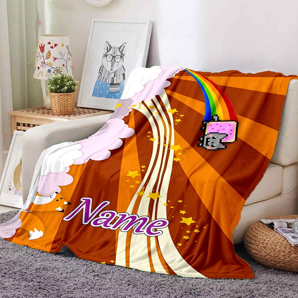 Custom Name Kawaii Characters Adventure Party Blanket For Couch Bed Plush Cozy Fuzzy Blanket Super Soft Warm Blankets For Fall And Winter 091623