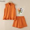 ZANZEA Women Sleeveless Vest Tops and Shorts Summer Two Piece Suit Sets