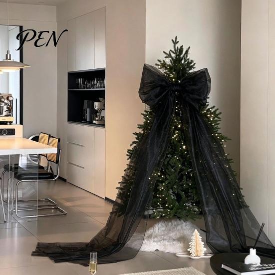 Extra Large Tulle Bows for Parties 79x20 Inch Giant Bow Christmas Tree Topper, Oversized Housewarming Gifts Ornament with Long Streamer Home