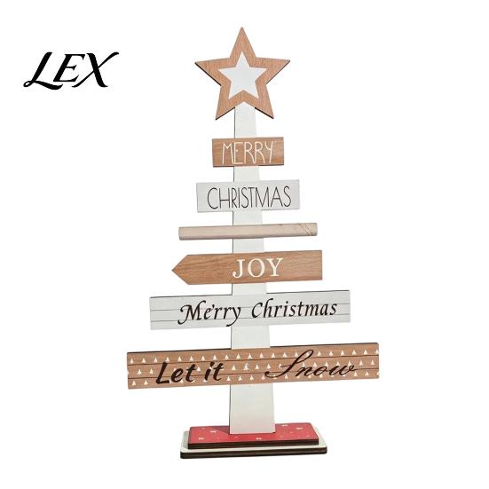 Creative Christmas Tree Decorations Ornament, Wooden Letter Sign Decorative Charming Xmas Tabletop Ornaments Compact Stable Party Supplies for Holiday
