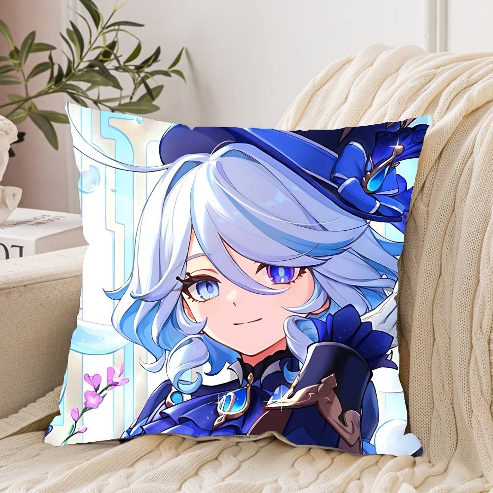 Cute F-Furina G-Genshin Impact Pillow Case Cushion Cover Soft Cute Throw Pillow Case For Car Sofa Pillowcase Polyester