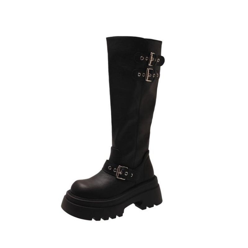 Versatile Platform High Boots Women's Autumn New Fashion But Knee Boots with Skirt Knight Boots