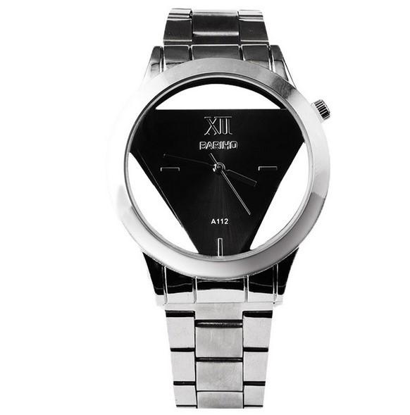 

Alloy Watch Stainless Steel Quartz Analog Wrist Watch Hollow Design Women Men чорний