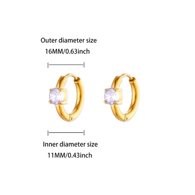 Hot Sale Fashion December Colored Birthstone Earrings Ladies Gold Stainless Steel Premium Earrings Temperament