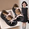 Girls bow princess leather shoes 2025 spring and autumn lolita children shallow mouth single shoes middle and older children and students perfo