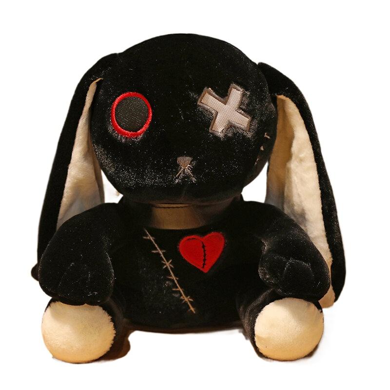 Spooky Gothic Bunny Stuffed Crazy Rabbit Plush Toys, Spooky Gothic Bunny Stuffed Animal Cute Horror Dreadful Bunny Doll, for Hal 25cm чёрный