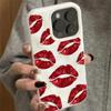 Red Lip Print Mobile Silicone Phone Case ForiPhone 17 16 15 14 13 12 Pro Max Plus 17 11 Air Texture Shockproof Soft Cover