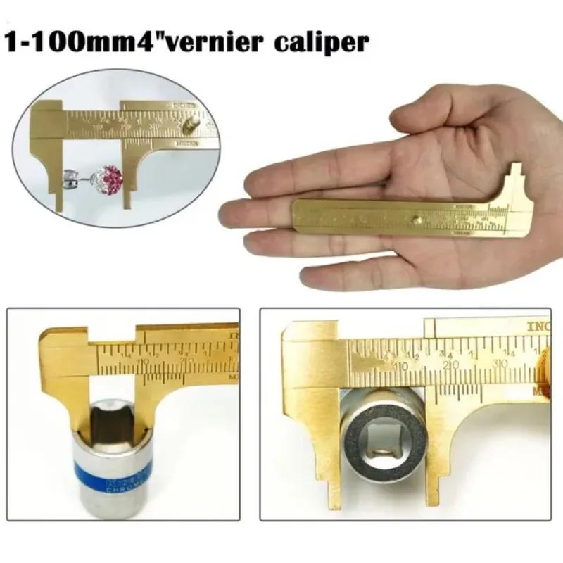 Brass Caliper Portable Mini Vernier Ruler Antique Measuring Tool Vintage Cultural Relic Delicate Measuring Ruler Practical Tools