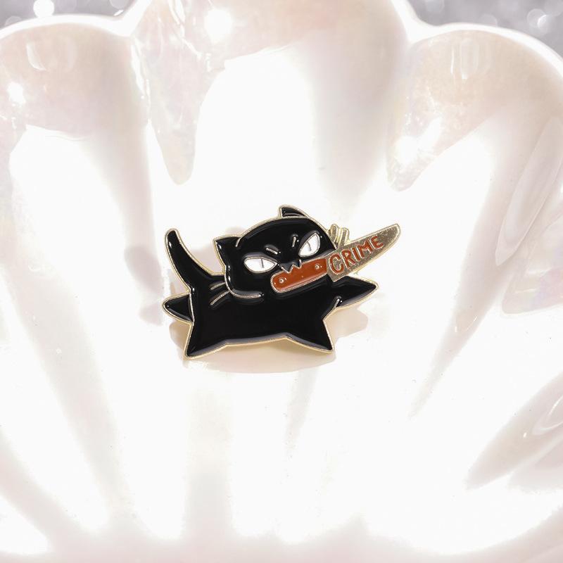 Cat Charming Brooch Stylish Alloy Pin With Playful Cartoon Character Design
