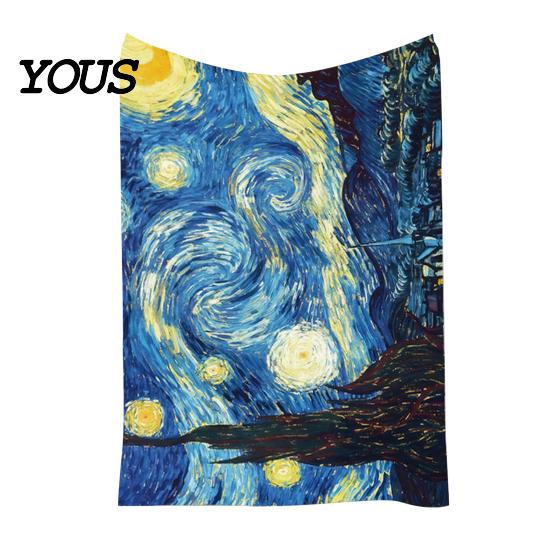 Pre-treated Blanket Oil Painting Nap Blanket, Soft Warmth Double-Sided Flannel, Digital Cozy Warm Flannel Print Shrink-Resistant Machine