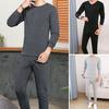 2 st/set Vinter Termounderkläder för män Rundhalsad Långärmad Varm Tjock Plysch Plus Size Slim Fit Elastisk Öppen Gren Herr Pyjamasset Hemkläder