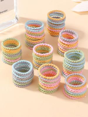 100 Stück Baby 2cm Buntes Gummiband Schadet Dem Haar Nicht Kleiner Daumenring Hochelastischer Faden Kleinkind Kinder Scrunchies Set